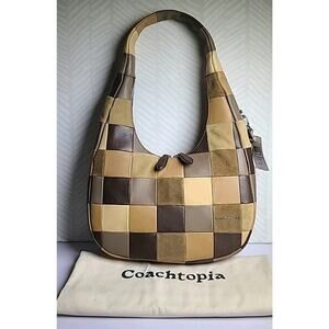 NWT Coach Coachtopia Alter Ego Crescent Shoulder Bag Checkerboard Patchwork